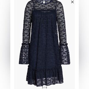 MICHAEL KORS Flare Cuff Navy Blue Lace Dress XXS
